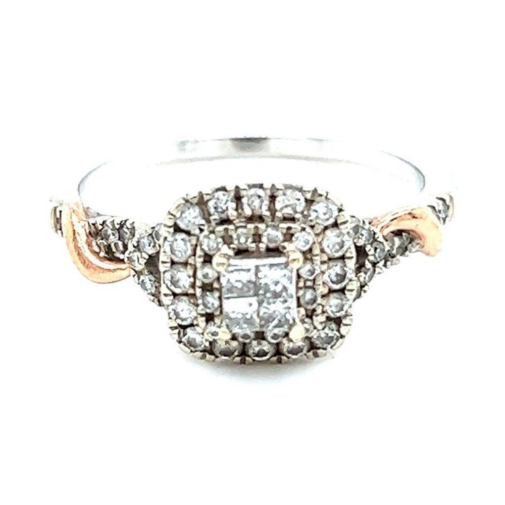 Engagement 10K White/Rose Gold Diamond Ring‎